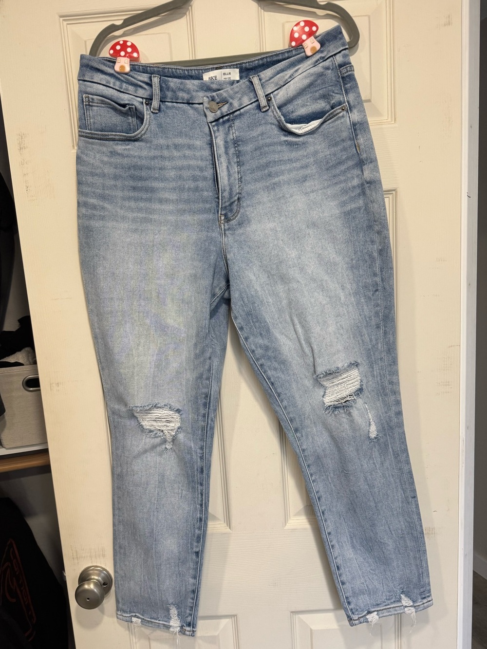 Light Blue Distressed Women's Jeans - High-Rise Slim Fit